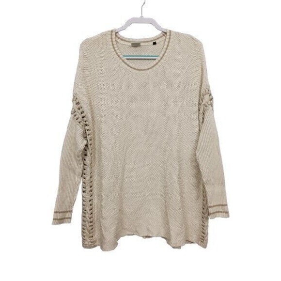CAbi Slip Stitch Sweater #3681 Medium Cream Beige Oversized Boxy Limited Edition - Picture 1 of 10